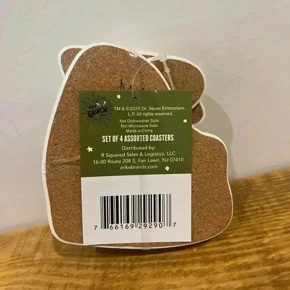 NWT The Grinch Christmas HOLIDAY ceramic DRINK coasters - Picture 2 of 4